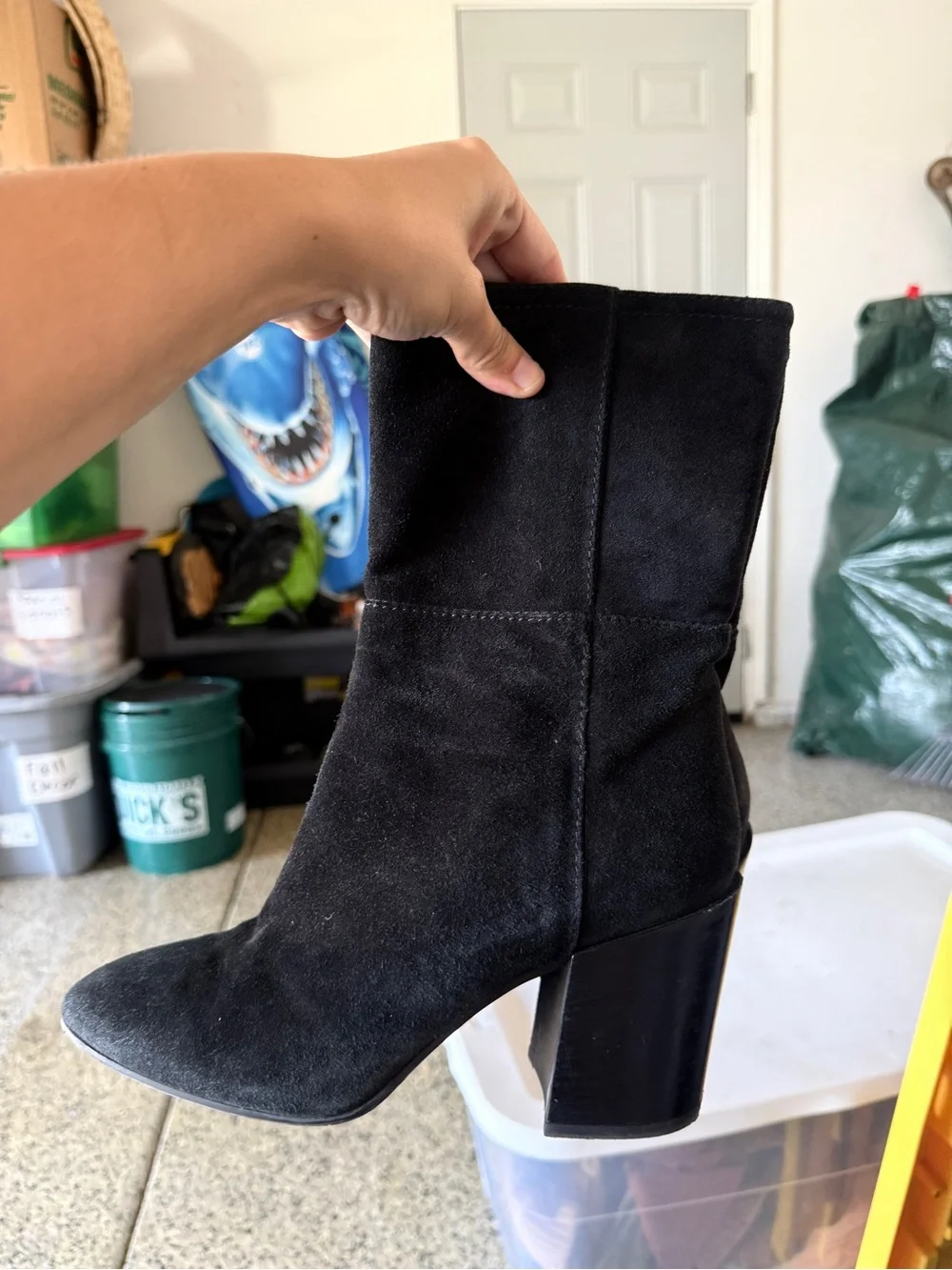 Aquatila black Suede Italian Leather Bootie Heeled Boots 10.5